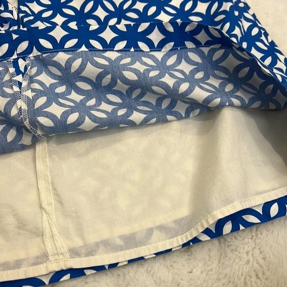 Boden skirt knee length blue geometric pattern zip close with pockets size 8p - Picture 5 of 9